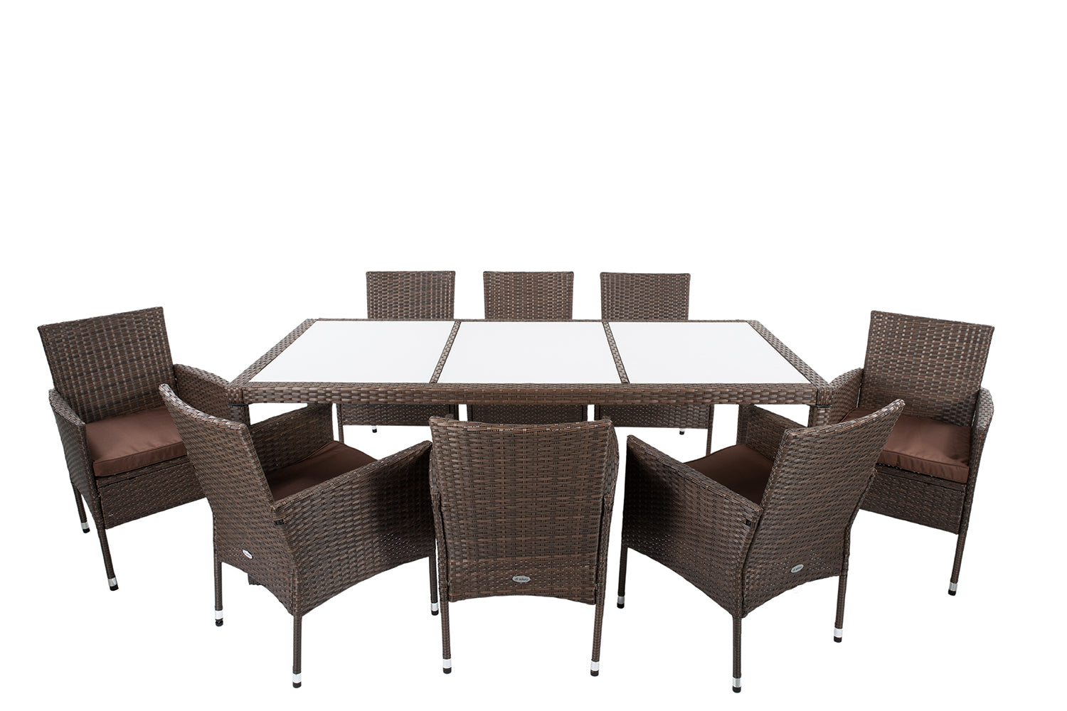 Zestaw ogrodowy stół i 8 krzeseł brązowy FLORENCJA